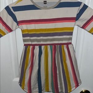 Tea Collection Colorful Striped Girls Sz 2T 3/4 Length Sleeve 100% Cotton Dress